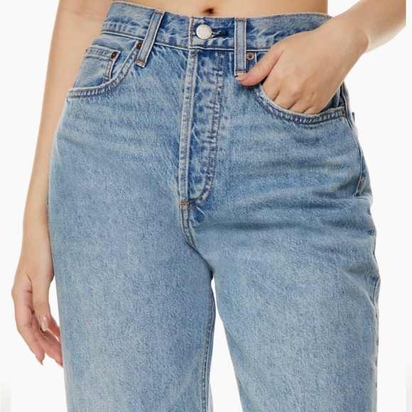 Never Worn Aritzia Denim Forum Joni High Rise Loose in Picture This Bleu Sz 26 - Picture 5 of 12